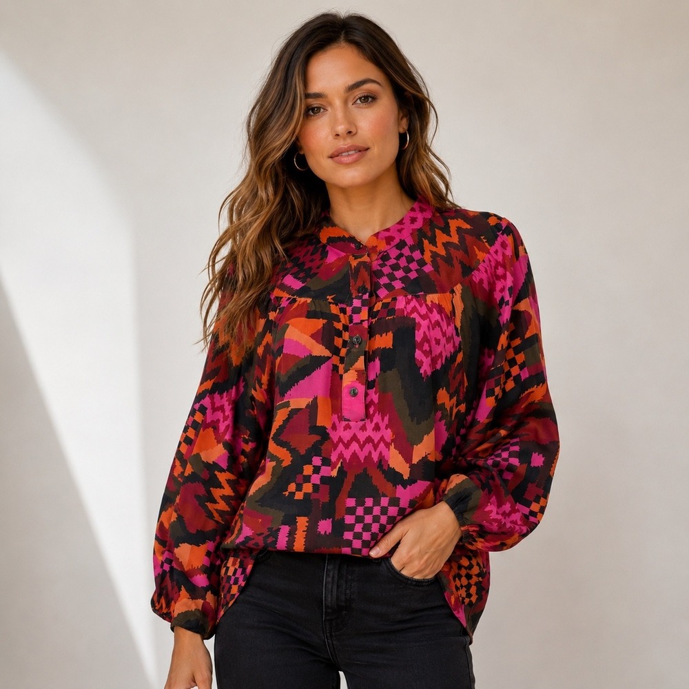 LaRoque Bailey Top L Multicolor Colorful Geometric Abstract Boho Artsy Dopamine